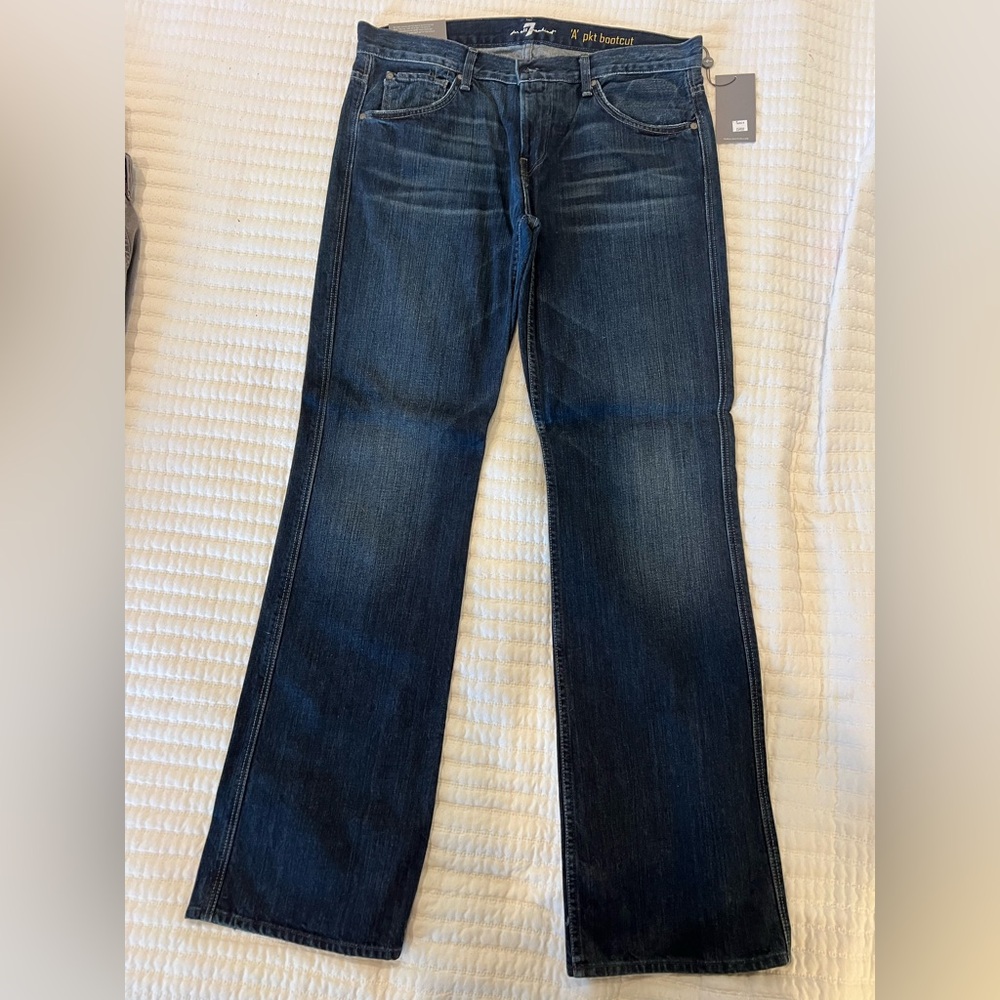 New with Tags, 7 For All Mankind Dark Blue Jeans, A Pocket, Men’s size 34